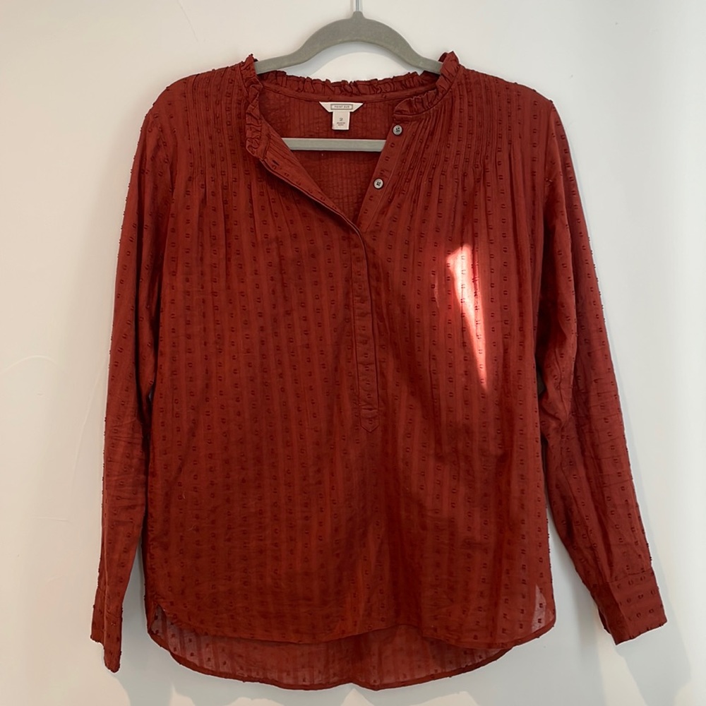J Crew Point Sur Rust Blouse Sz 2